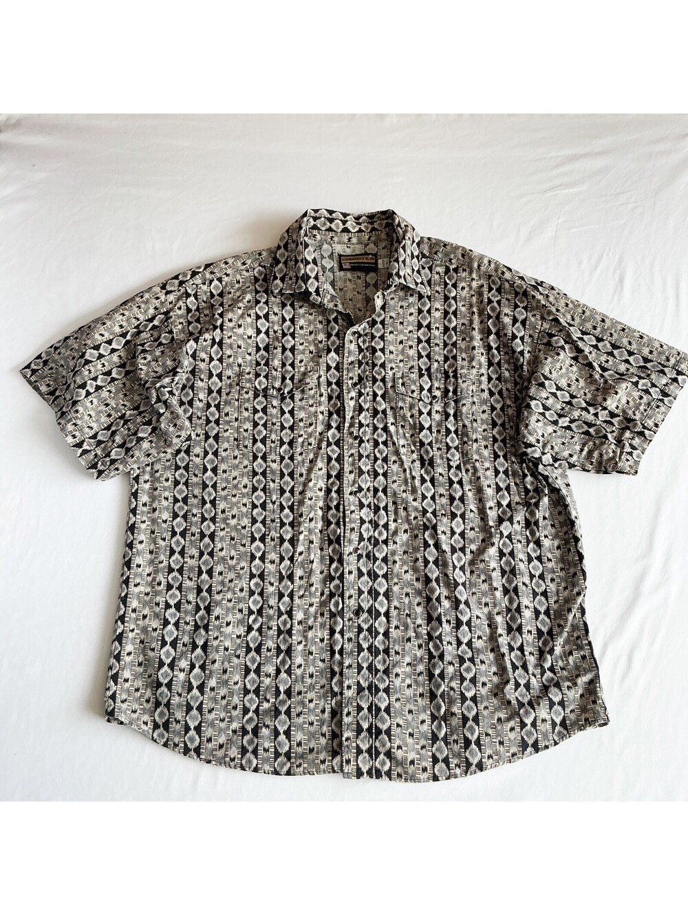 Panhandle Slim Men's XL Black and White Patterned Short Sleeve Button-Up Shirt